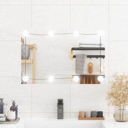 Oglindă de perete cu lumini LED 40x60 cm sticlă dreptunghiular GartenMobel Dekor