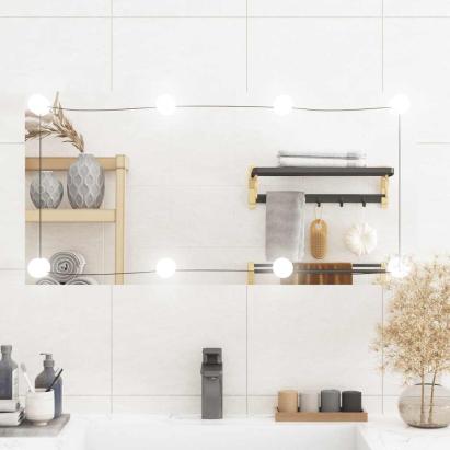 Oglindă de perete cu lumini LED 40x80 cm sticlă dreptunghiular GartenMobel Dekor