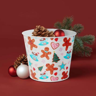 Ghiveci decorativ metalic – model turtă dulce și brad – Ø13 x 11 cm Best CarHome