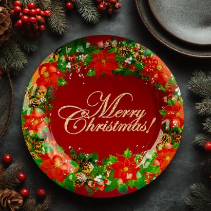 Tavă decorativă din plastic – model „Merry Christmas” – 37,5 cm Best CarHome