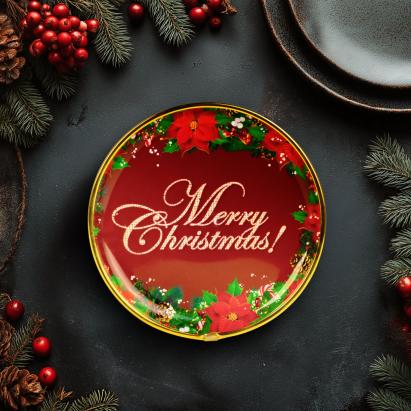 Tavă decorativă din plastic – model „Merry Christmas” – 22 cm Best CarHome