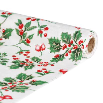 Frunner decorativ de masă – 180 x 28 cm – 100% poliester – alb cu motiv fructe roșii Best CarHome