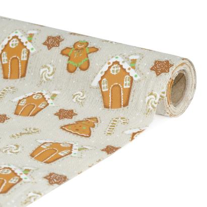 Frunner decorativ de masă – 180 x 28 cm – 70% poliester, 30% bumbac – model turtă dulce, crem Best CarHome