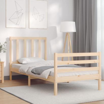 Cadru de pat cu tăblie single, lemn masiv GartenMobel Dekor