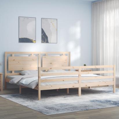 Cadru de pat cu tăblie Super King Size, lemn masiv GartenMobel Dekor