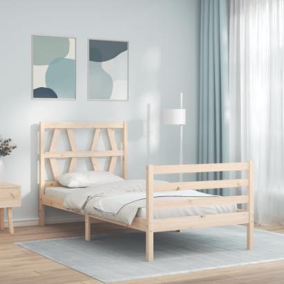 Cadru de pat cu tăblie single, lemn masiv GartenMobel Dekor
