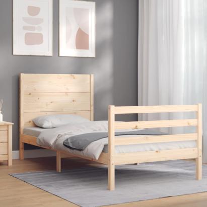 Cadru de pat cu tăblie single, lemn masiv GartenMobel Dekor