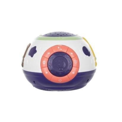 Lampa de noptiera cu proiector, pentru copii, muzicala, 4 moduri, 3xAA, mov si alb, 18x14 cm GartenVIP DiyLine