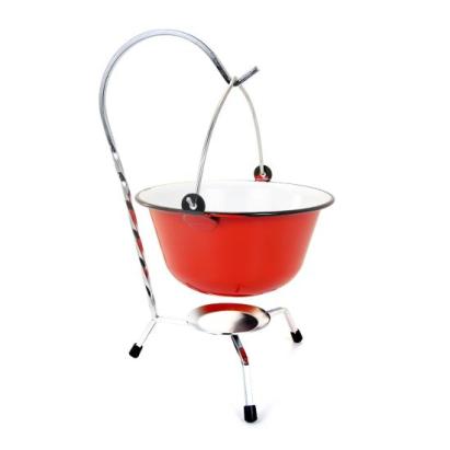 Set pentru servire ceaun, emailat, rosu, 0.8 L, suport cromat GartenVIP DiyLine