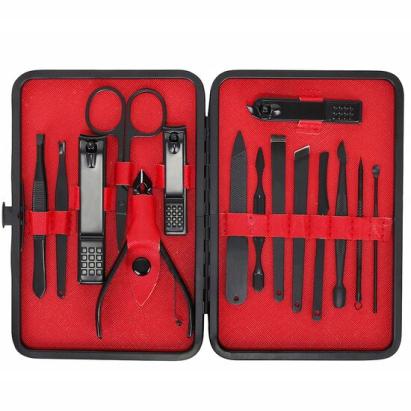 Set accesorii pentru ingrijirea fetei si a unghiilor, manichiura, pedichiura, Soulima, cu unghere, pile, foarfeca, 15 piese GartenVIP DiyLine