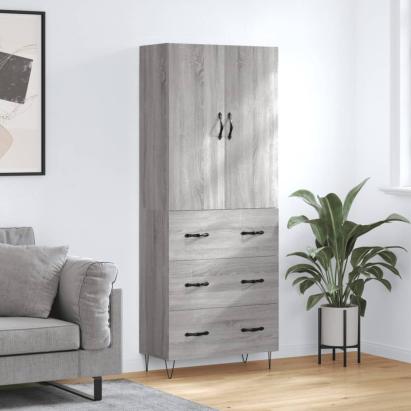Dulap înalt, gri sonoma, 69,5x34x180 cm, lemn compozit GartenMobel Dekor