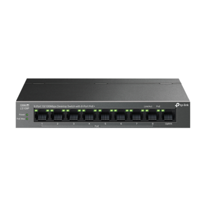 Switch LiteWave, 8 x RJ45 10/100 Mbps PoE, 1 x RJ45 10/100 Mbps, Buget PoE 63W, Unmanaged - TP-Link LS109P SafetyGuard Surveillance