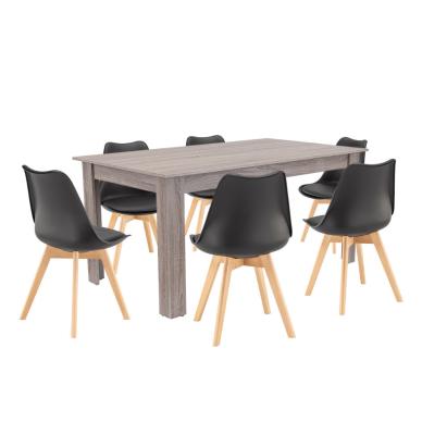 Leziter Set de masă Lola 6 1 stejar negru-York Mobalis Homvera