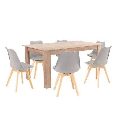 Leziter Set de masă Lola 6 1 gri-stejar Sonoma Mobalis Homvera