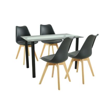 Leziter Set de masă Merlo 4 1 negru Mobalis Homvera