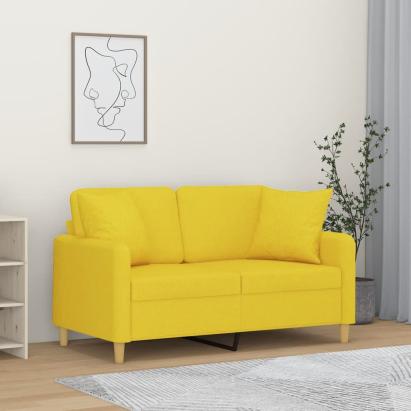 Canapea cu 2 locuri cu pernuțe, galben deschis, 120 cm, textil GartenMobel Dekor