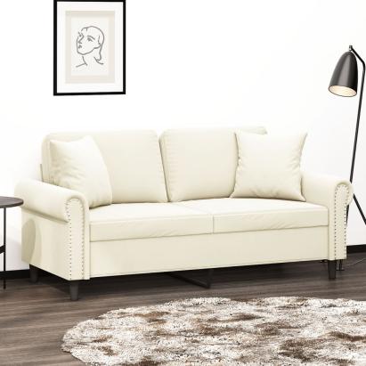 Canapea cu 2 locuri cu pernuțe, crem, 140 cm, catifea GartenMobel Dekor