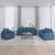 Set de canapele cu perne, 3 piese, albastru, catifea GartenMobel Dekor