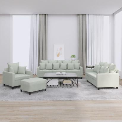 Set de canapele cu perne, 4 piese, gri deschis, catifea GartenMobel Dekor