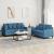Set de canapele cu perne, 2 piese, albastru, catifea GartenMobel Dekor