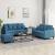 Set de canapele cu perne, 3 piese, albastru, catifea GartenMobel Dekor