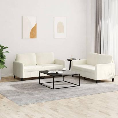 Set canapea 2 piese, crem, catifea GartenMobel Dekor