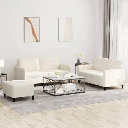 Set de canapele, 3 piese, crem, catifea GartenMobel Dekor