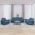 Set de canapele cu perne, 3 piese, albastru, catifea GartenMobel Dekor