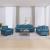 Set de canapele cu perne, 3 piese, albastru, catifea GartenMobel Dekor