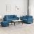 Set de canapele cu perne, 3 piese, albastru, catifea GartenMobel Dekor
