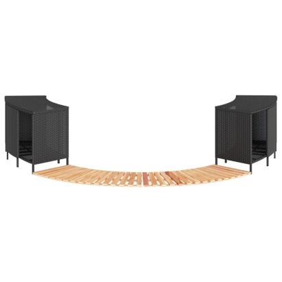 Împrejmuire cadă cu hidromasaj, negru, poliratan / lemn acacia GartenMobel Dekor