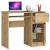 Birou computer PIKSEL, cu sertar, dulap si raft pentru tastatura, dreapta, 90x50x77 cm, stejar artisan Household NewTrend