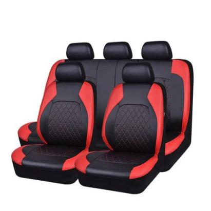 Set Huse Scaune Auto RoGroup Roma, piele ecologica, cu fermoare pentru bancheta rabatabila, 9 Bucati, culoare rosu cu negru Automobile ProTravel
