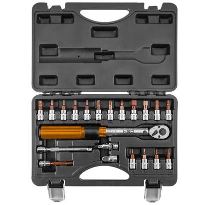 Cheie dinamometrica reversibila 1/4", 5-25Nm cu set biti NEO TOOLS 08-821 HardWork ToolsRange