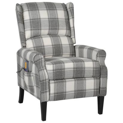 Fotoliu de masaj rabatabil, alb gri, material textil GartenMobel Dekor