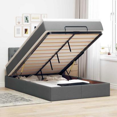 Pat otoman cu saltea țesătură gri închis 120x190 cm GartenMobel Dekor