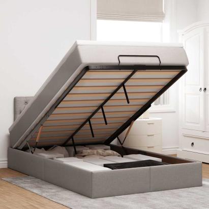 Cadru de pat otoman cu saltea Taupe 120x200cm Material GartenMobel Dekor