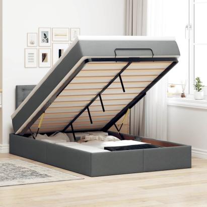 Pat otoman cu saltea țesătură gri închis 120x190 cm GartenMobel Dekor