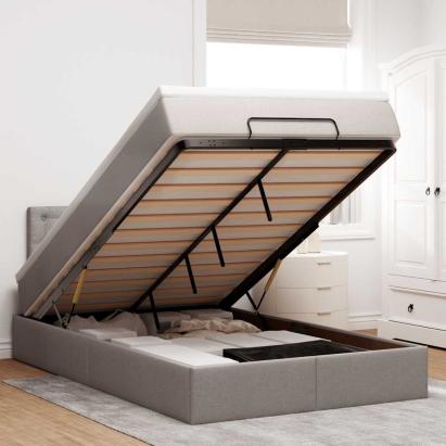 Cadru de pat otoman cu saltea Taupe 120x190 cm Material GartenMobel Dekor