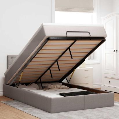 Cadru de pat otoman cu saltea Taupe 120x200cm Material GartenMobel Dekor