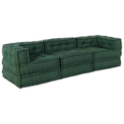Canapea modulară Manual 3 pcs Verde 70 x 70 x 56 cm țesătură GartenMobel Dekor