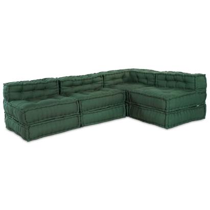 Canapea modulară Manual 4 pcs Verde 70 x 70 x 56 cm țesătură GartenMobel Dekor
