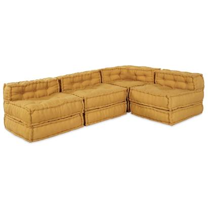 Canapea modulară Manual 4 pcs Galben 70 x 70 x 56 cm țesătură GartenMobel Dekor