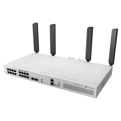 Switch L3, Wi-Fi 6 Dual-Band, 8 x RJ45 1G PoE, 8 x RJ45 1G, 2 x SFP+ 10G, 2 x AC, 1U - MikroTik CRS418-8P-8G-2S+5axQ2axQ-RM SafetyGuard Surveillance