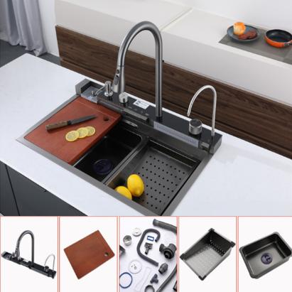 Leziter Chiuvetă multifuncțională Catania din oțel inoxidabil cu baterie digitală Mobalis Homvera