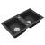 Leziter Chiuvetă pătrată Tia din granit cu două cuve și sifon, neagră Mobalis Homvera