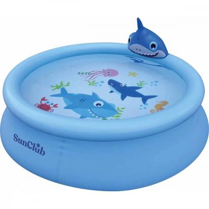 Mirpol Piscină gonflabilă 3D Shark cu pulverizator 190 x 47 cm Mobalis Homvera