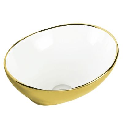 Kerra Lavoar ceramic cu design alb-auriu KR-707 Mobalis Homvera