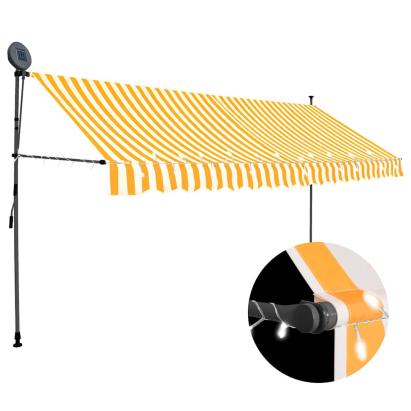 Copertină retractabilă manual cu LED, alb & portocaliu, 400 cm GartenMobel Dekor