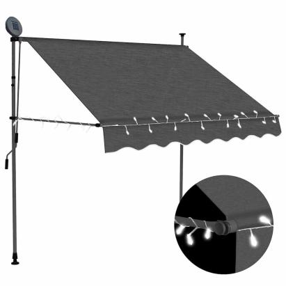 Copertină retractabilă manual cu LED, antracit, 150 cm GartenMobel Dekor